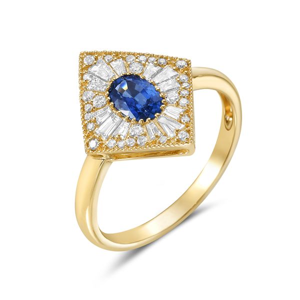 14KY Vintage Style Sapphire & Diamond Ring Size 6.5 Erica DelGardo Jewelry Designs Houston, TX