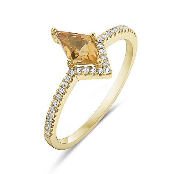 14KY Kite Citrine & Diamond Accented Ring Size 7 Erica DelGardo Jewelry Designs Houston, TX