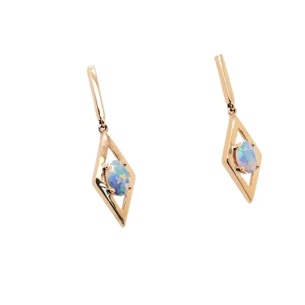 14KY Australian Opal Earrings Image 2 Erica DelGardo Jewelry Designs Houston, TX
