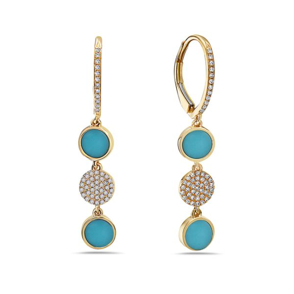 14KY Dangle Turquoise & Diamond Earrings Erica DelGardo Jewelry Designs Houston, TX