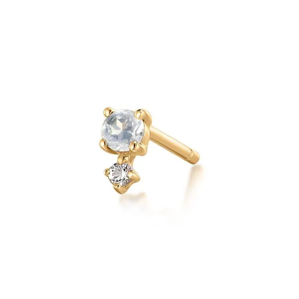 14KY Aquamarine & White Sapphire Single Earring Erica DelGardo Jewelry Designs Houston, TX