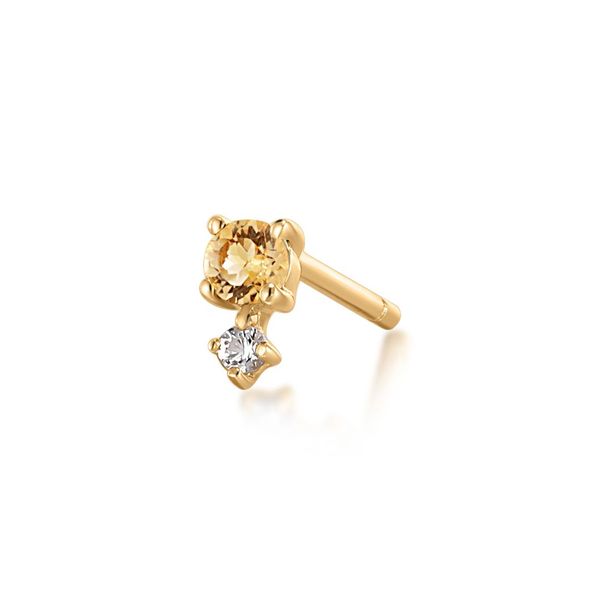 14KY Citrine & White Sapphire Single Earring Erica DelGardo Jewelry Designs Houston, TX