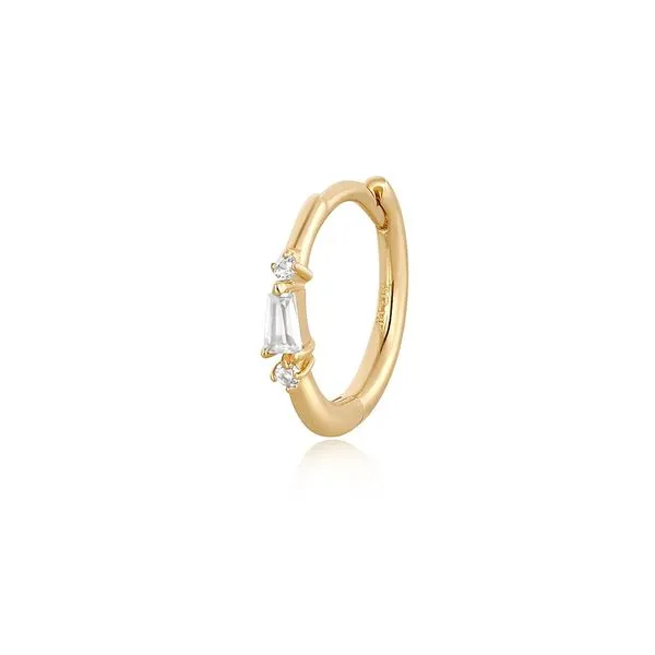 14KY Baguette White Sapphire Hoop Erica DelGardo Jewelry Designs Houston, TX