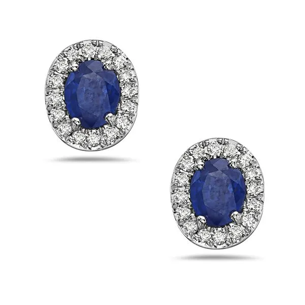 14KW Sapphire & Diamond Halo Studs Erica DelGardo Jewelry Designs Houston, TX