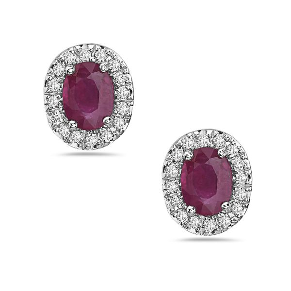 14KW Ruby & Diamond Halo Studs Erica DelGardo Jewelry Designs Houston, TX