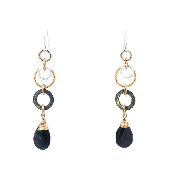 S.S./GP/Blk Rhodium Sapphire Briolette Earrings Erica DelGardo Jewelry Designs Houston, TX