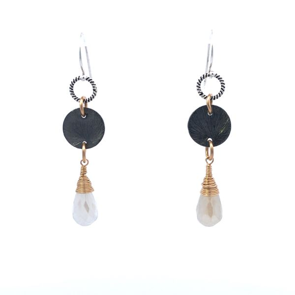 S.S./GF/Blk Rhodium Pearl Chalcedony Briolette Earrings Erica DelGardo Jewelry Designs Houston, TX