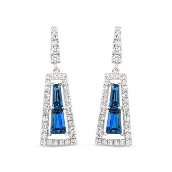 14KW London Blue Topaz & Diamond Earrings Erica DelGardo Jewelry Designs Houston, TX