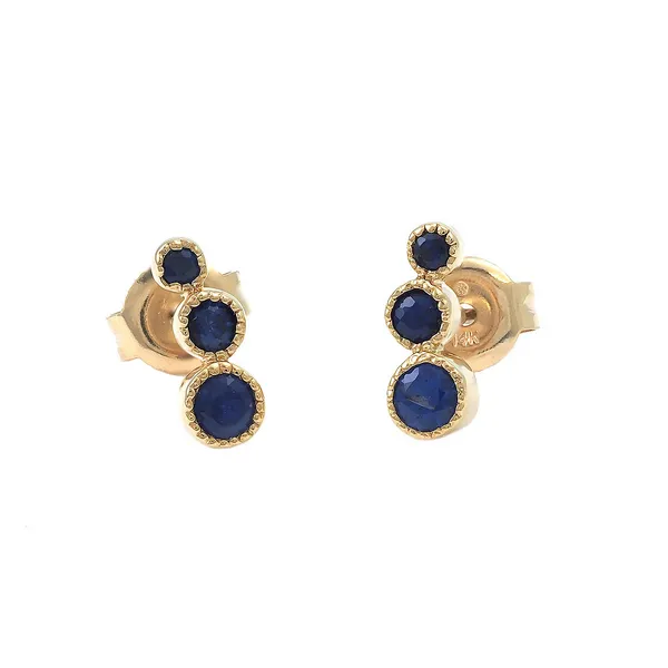 14KY Graduated Sapphire Stud Earrings Erica DelGardo Jewelry Designs Houston, TX