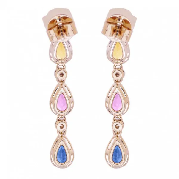 14KY Multi Color Sapphire & Diamond Earrings Image 3 Erica DelGardo Jewelry Designs Houston, TX