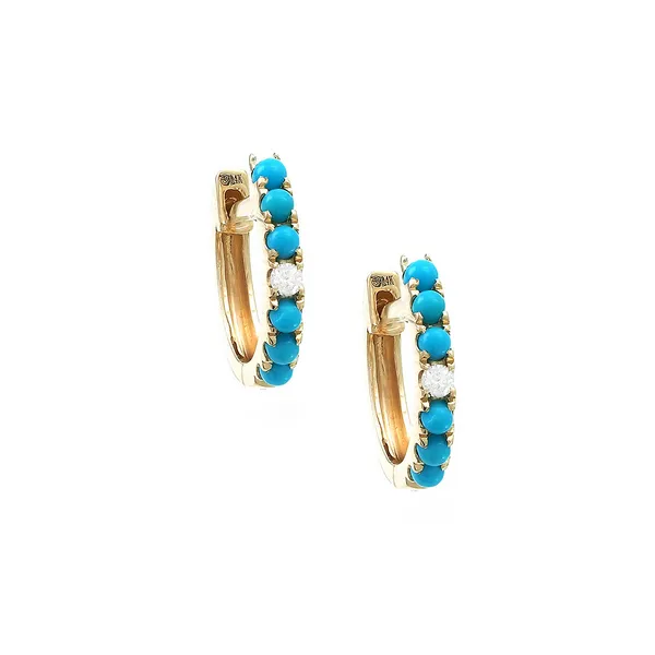 14KY Turquoise & Diamond Huggies Erica DelGardo Jewelry Designs Houston, TX