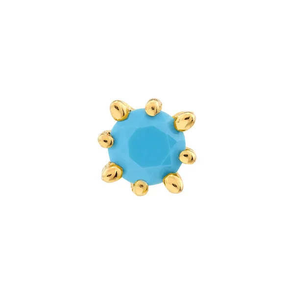 14KY Turquoise Stud Earrings Image 2 Erica DelGardo Jewelry Designs Houston, TX