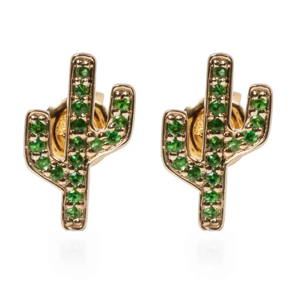 14KY Cactus Green Garnet Studs Erica DelGardo Jewelry Designs Houston, TX