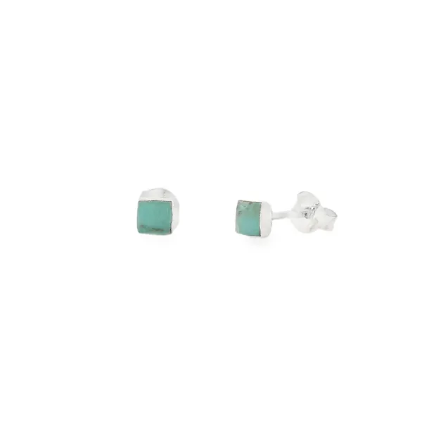 S.S. Square Imitation Turquoise Studs Image 2 Erica DelGardo Jewelry Designs Houston, TX