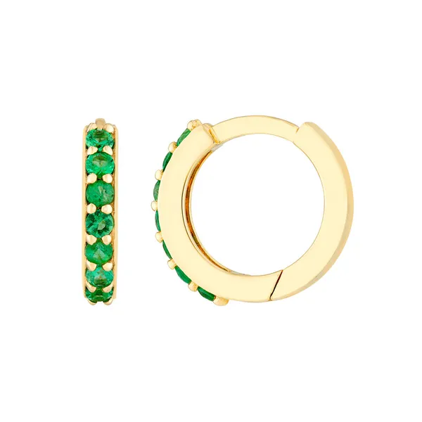 14KY Emerald Row Hoops Erica DelGardo Jewelry Designs Houston, TX