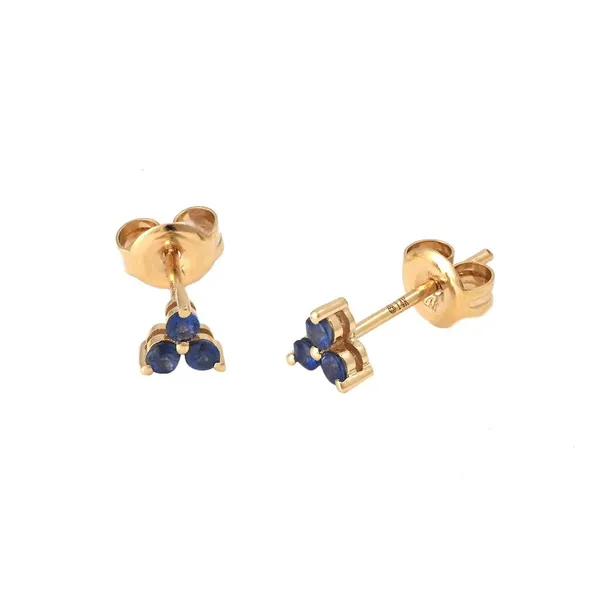 14KY Sapphire Trinity Studs Erica DelGardo Jewelry Designs Houston, TX