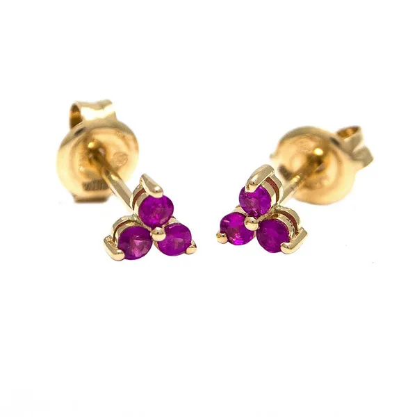 14KY Ruby Trinity Studs Erica DelGardo Jewelry Designs Houston, TX