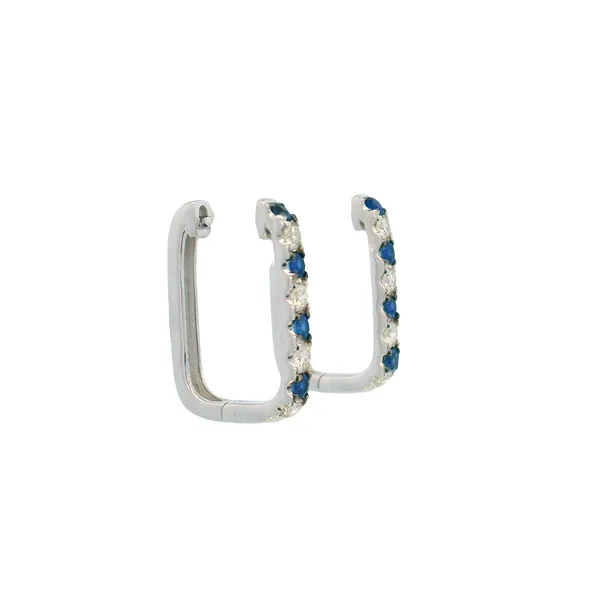 14KW Gold Sapphire and Diamond Square Earrings Image 2 Erica DelGardo Jewelry Designs Houston, TX