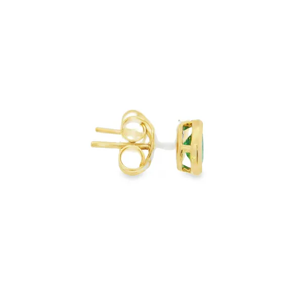 14KY Gold Oval Emerald Stud Earrings Image 2 Erica DelGardo Jewelry Designs Houston, TX