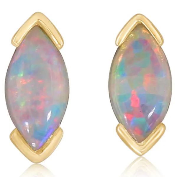 14K Yellow Gold Australian Opal Earrings Erica DelGardo Jewelry Designs Houston, TX