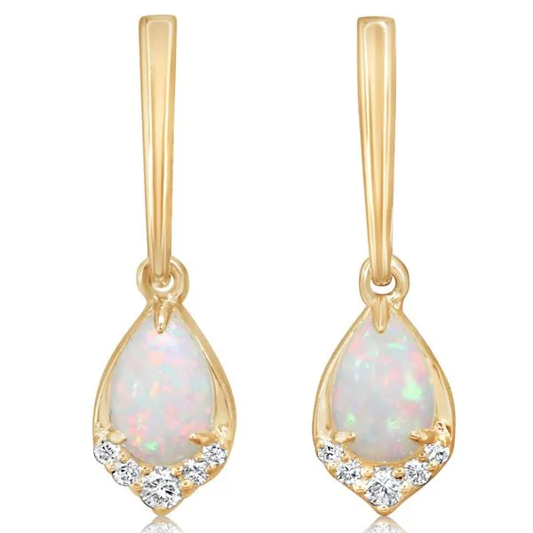 14K Yellow Gold Australian Opal/Diamond Earrings Erica DelGardo Jewelry Designs Houston, TX