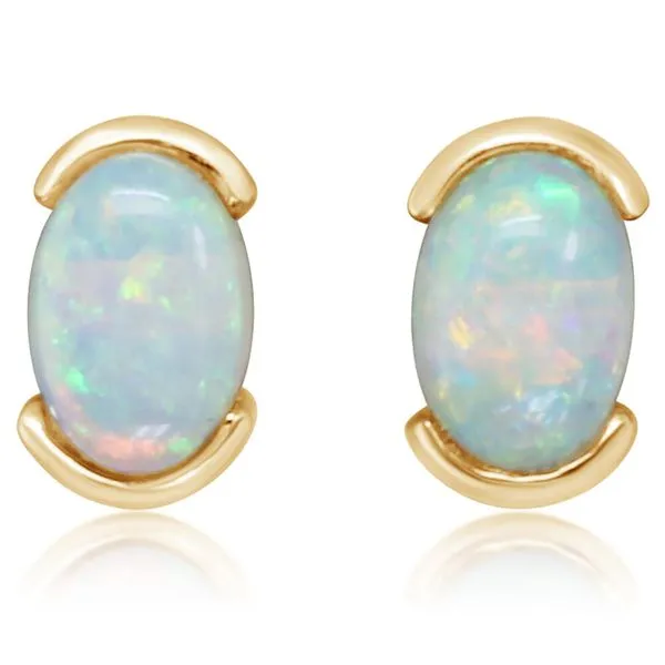 14K Yellow Gold Australian Opal Earrings Erica DelGardo Jewelry Designs Houston, TX