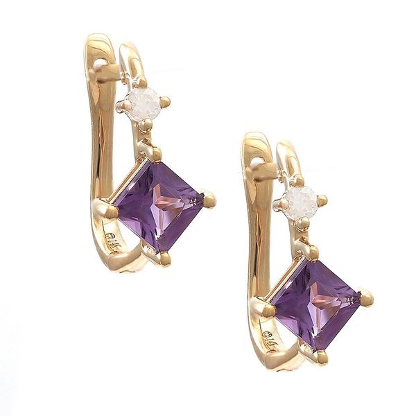14KY Amethyst and Diamond Hinged Hoop Earrings Erica DelGardo Jewelry Designs Houston, TX