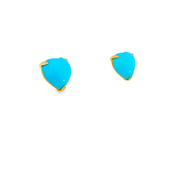 18KY Turquoise Heart Studs Image 2 Erica DelGardo Jewelry Designs Houston, TX