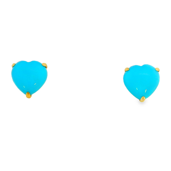 18KY Turquoise Heart Studs Erica DelGardo Jewelry Designs Houston, TX