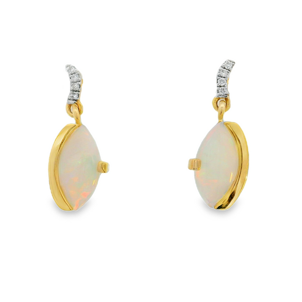 14KY Marquise Opal & Diamond Stud Earrings Erica DelGardo Jewelry Designs Houston, TX