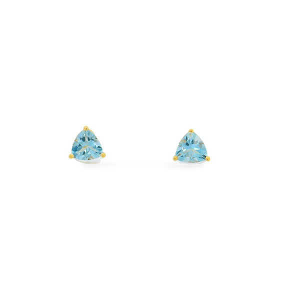 14KY Trillion Aquamarine Solitaire Studs Erica DelGardo Jewelry Designs Houston, TX