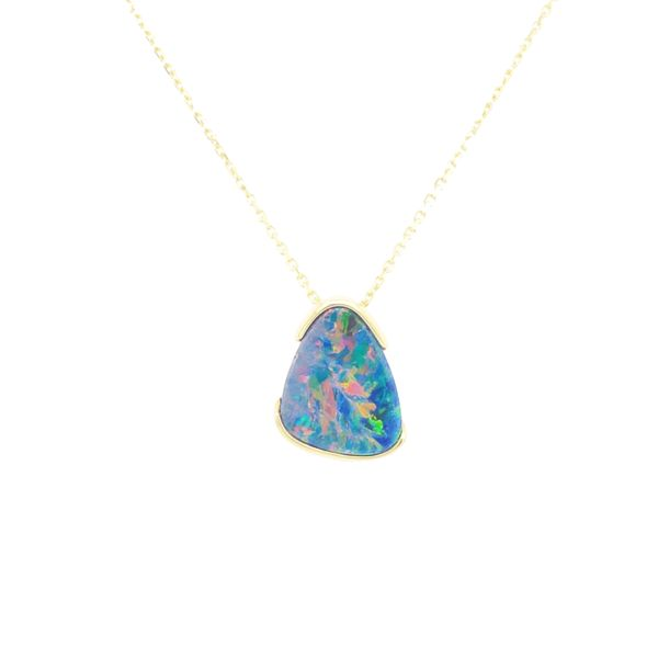 14KY Australian Opal Doublet Pendant Erica DelGardo Jewelry Designs Houston, TX