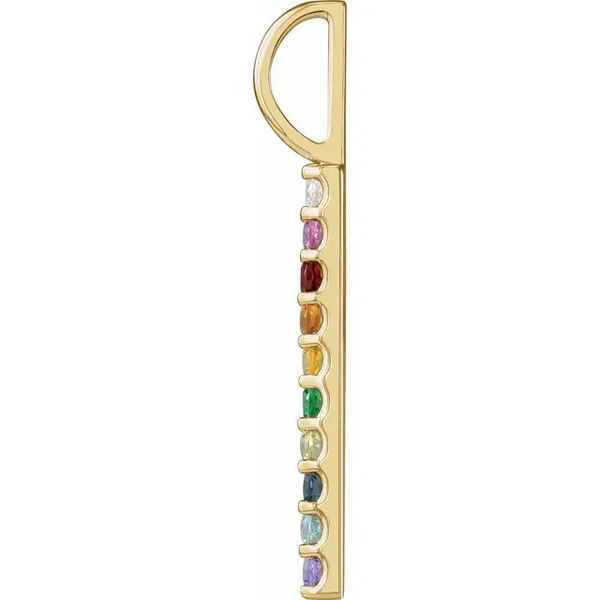 14KY Rainbow Multi-Gemstone Bar Necklace Image 2 Erica DelGardo Jewelry Designs Houston, TX