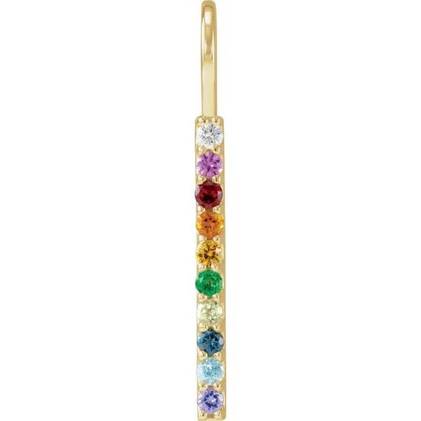 14KY Rainbow Multi-Gemstone Bar Necklace Erica DelGardo Jewelry Designs Houston, TX