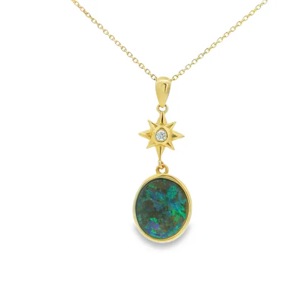 14KY Australian Boulder Opal & Diamond Pendant Erica DelGardo Jewelry Designs Houston, TX