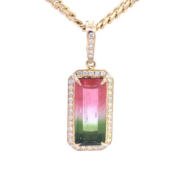 14KY Bi-Colored Tourmaline & Diamond Pendant Erica DelGardo Jewelry Designs Houston, TX