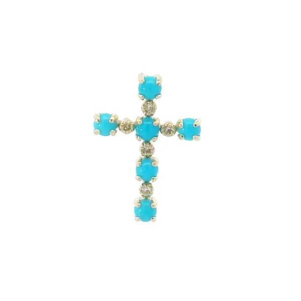 14KY Turquoise & Diamond Cross Pendant Erica DelGardo Jewelry Designs Houston, TX