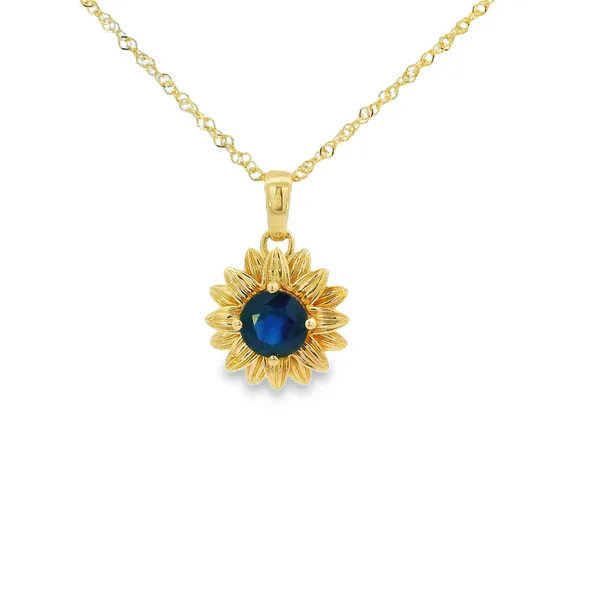 14KY Gold Sapphire Flower Pendant Erica DelGardo Jewelry Designs Houston, TX