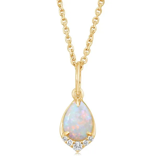 14K Yellow Gold Australian Opal/Diamond Pendant Erica DelGardo Jewelry Designs Houston, TX