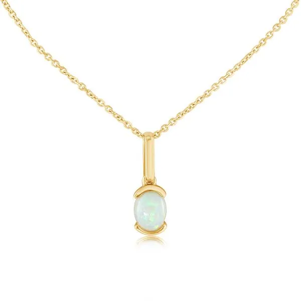 14K Yellow Gold Australian Opal Pendant Erica DelGardo Jewelry Designs Houston, TX