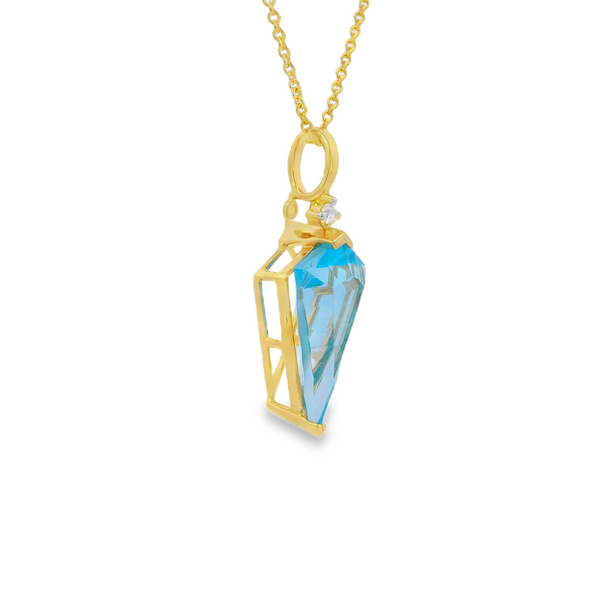 14KY Kite Blue Topaz & Diamond Accent Pendant Image 2 Erica DelGardo Jewelry Designs Houston, TX