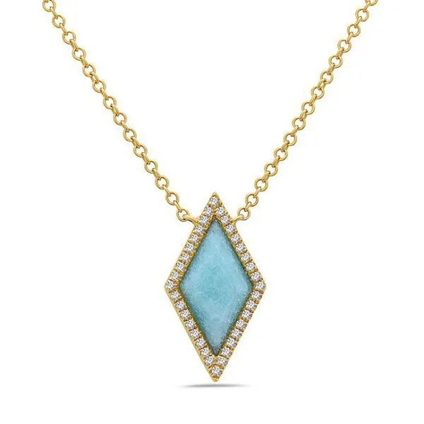 14KY Amazonite & Diamond Geometric Necklace Erica DelGardo Jewelry Designs Houston, TX
