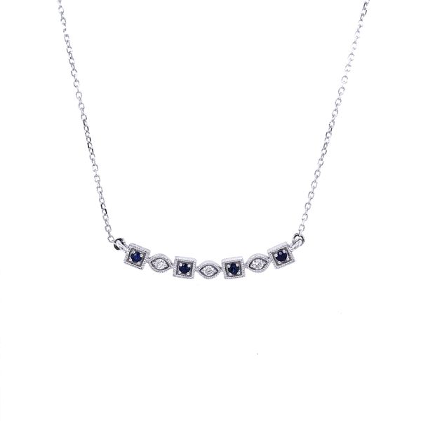 10KW Sapphire & Diamond Alternating Round & Square Necklace Image 3 Erica DelGardo Jewelry Designs Houston, TX