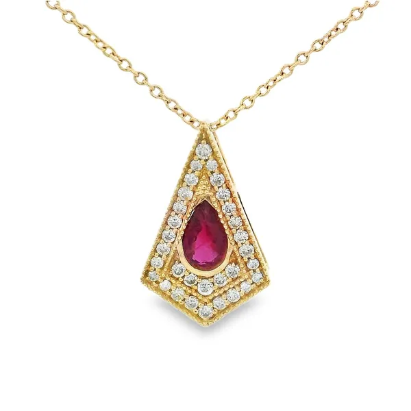 14KY Ruby & Diamond Necklace Erica DelGardo Jewelry Designs Houston, TX