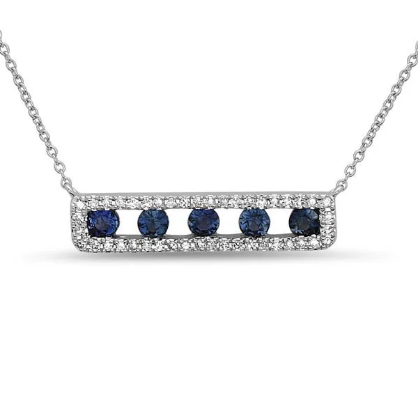 14KW Sapphire & Diamond Bar Necklace Erica DelGardo Jewelry Designs Houston, TX