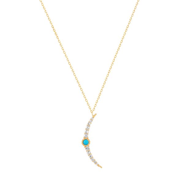 NORA | Turquoise & White Sapphire Crescent Moon Necklace Erica DelGardo Jewelry Designs Houston, TX
