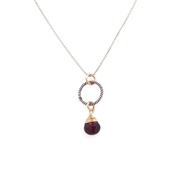 S.S./GF/Blk Rhodium Garnet Briolette Necklace Erica DelGardo Jewelry Designs Houston, TX