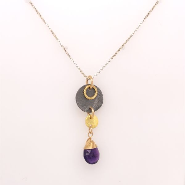 S.S./GP/Blk Rhodium Amethyst Briolette Necklace Erica DelGardo Jewelry Designs Houston, TX