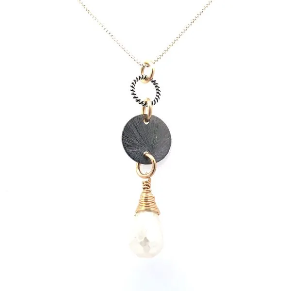 S.S./GF/Blk Rhodium Pearl Chalcedony Briolette Necklace Erica DelGardo Jewelry Designs Houston, TX