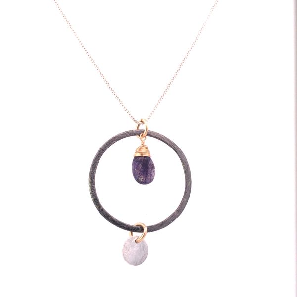 S.S./GF/Blk Rhodium Purple Labradorite Briolette Circle Necklace Erica DelGardo Jewelry Designs Houston, TX